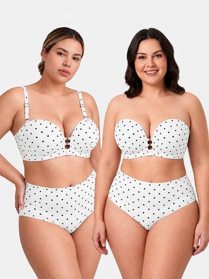 Plus-Size Women's Strapless Double Front Clasp Push-Up Bra (Fits D/DD/F Cups)